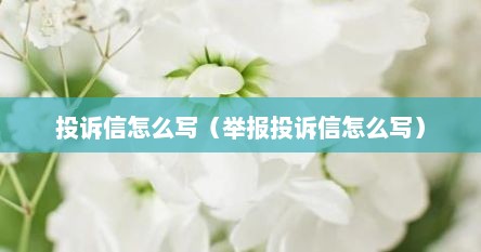 投诉信怎么写（举报投诉信怎么写）