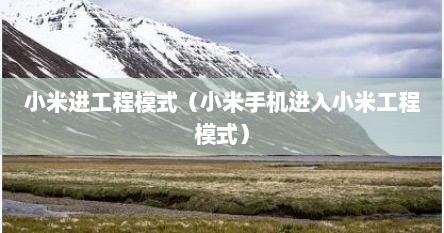 小米进工程模式(小米手机进入小米工程模式)