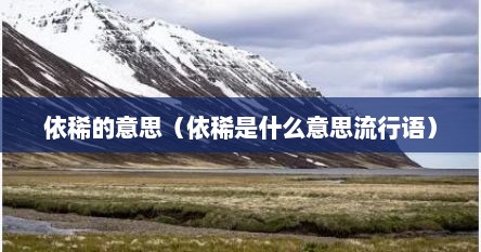 依稀的意思(依稀是什么意思流行语)