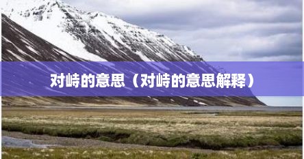 对峙的意思(对峙的意思解释)