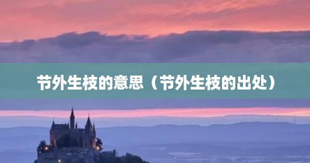 节外生枝的意思（节外生枝的出处）