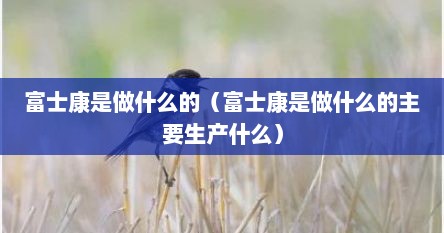 富士康是做什么的（富士康是做什么的主要生产什么）
