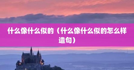 什么像什么似的(什么像什么似的怎么样造句)
