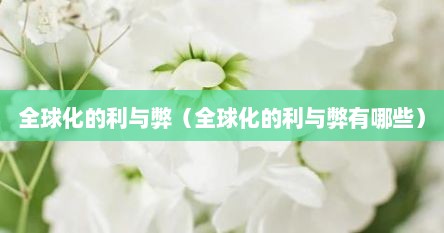 全球化的利与弊（全球化的利与弊有哪些）