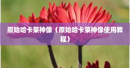 原始哈卡莱神像（原始哈卡莱神像使用教程）