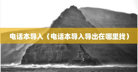 电话本导入（电话本导入导出在哪里找）