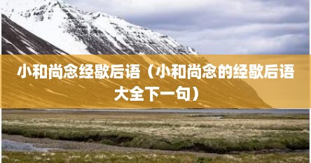 小和尚念经歇后语（小和尚念的经歇后语大全下一句）