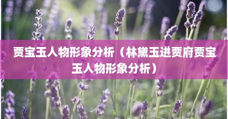 贾宝玉人物形象分析（林黛玉进贾府贾宝玉人物形象分析）