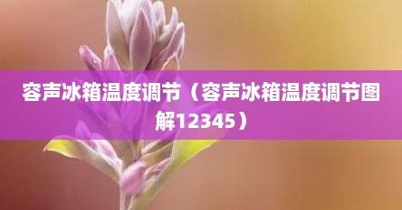 容声冰箱温度调节（容声冰箱温度调节图解12345）