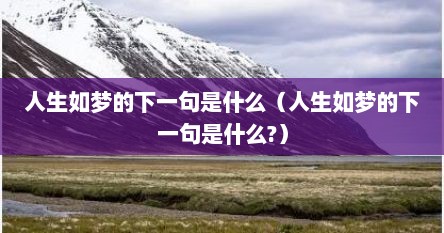 人生如梦的下一句是什么（人生如梦的下一句是什么?）