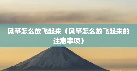 风筝怎么放飞起来（风筝怎么放飞起来的注意事项）