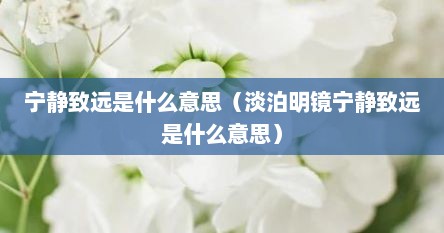 宁静致远是什么意思（淡泊明镜宁静致远是什么意思）