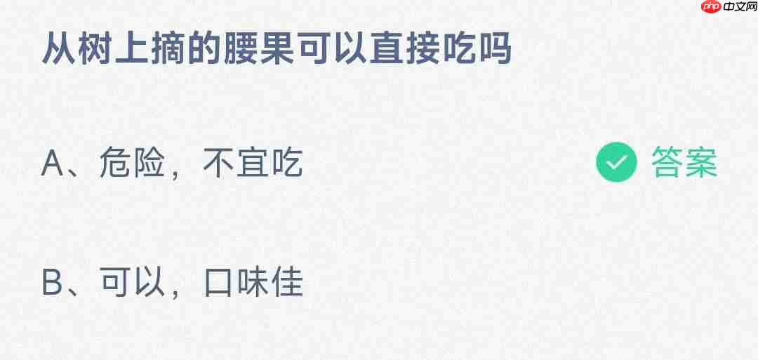 从树上摘的腰果可以直接吃吗