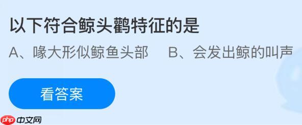 以下符合鲸头鹳特征的是什么?蚂蚁庄园今日答案最新11.27