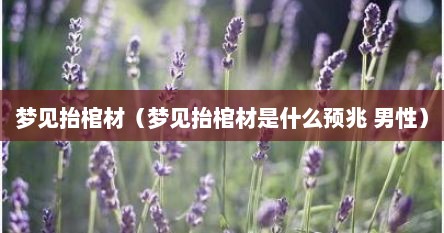 梦见抬棺材（梦见抬棺材是什么预兆 男性）
