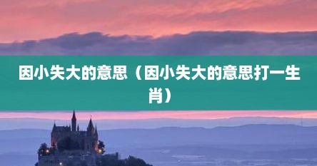 因小失大的意思（因小失大的意思打一生肖）