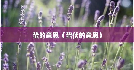 蛰的意思（蛰伏的意思）