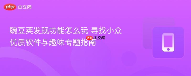 豌豆荚发现功能怎么玩 寻找小众优质软件与趣味专题指南