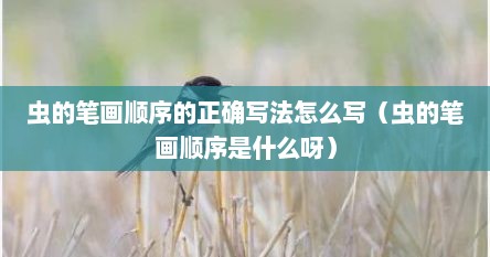 虫的笔画顺序的正确写法怎么写（虫的笔画顺序是什么呀）