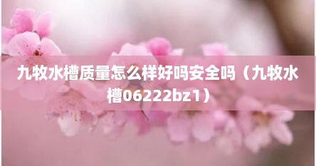 九牧水槽质量怎么样好吗安全吗（九牧水槽06222bz1）