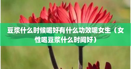 豆浆什么时候喝好有什么功效呢女生（女性喝豆浆什么时间好）