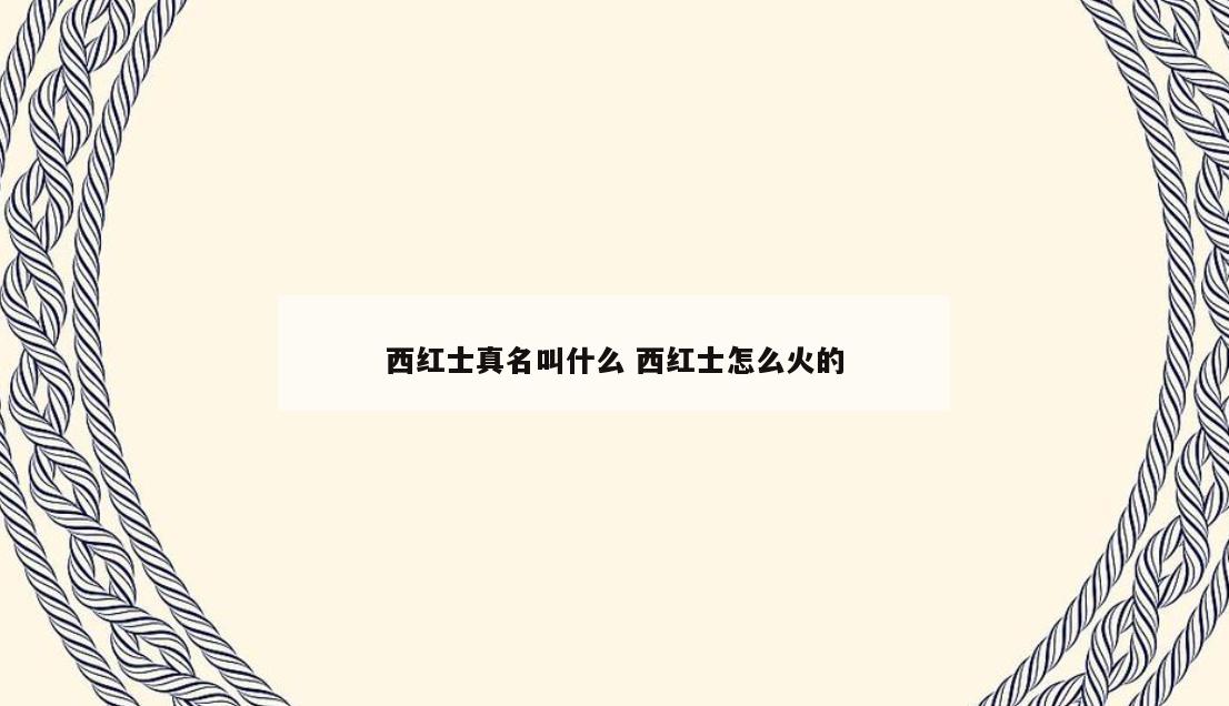 西红士真名叫什么 西红士怎么火的