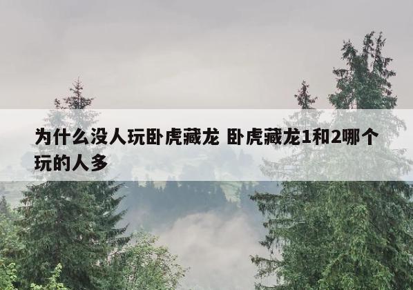 为什么没人玩卧虎藏龙 卧虎藏龙1和2哪个玩的人多